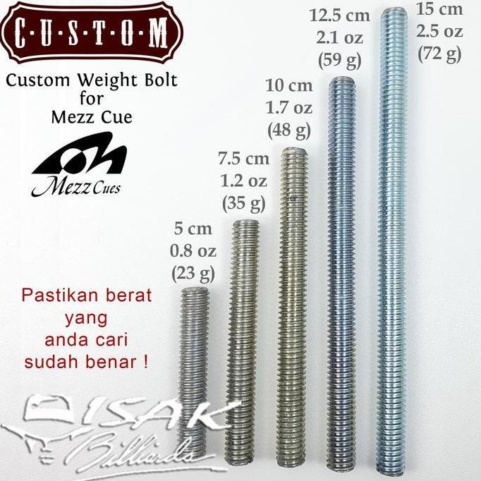 Lansungkirim- Custom Weight Bolt Mezz Cue - 2.3 Oz Baut Besi Pemberat Stick Exceed