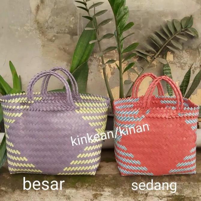 Tas Anyaman Plastik / Tas Serbaguna / Tas Keranjang Belanja (SEDANG)