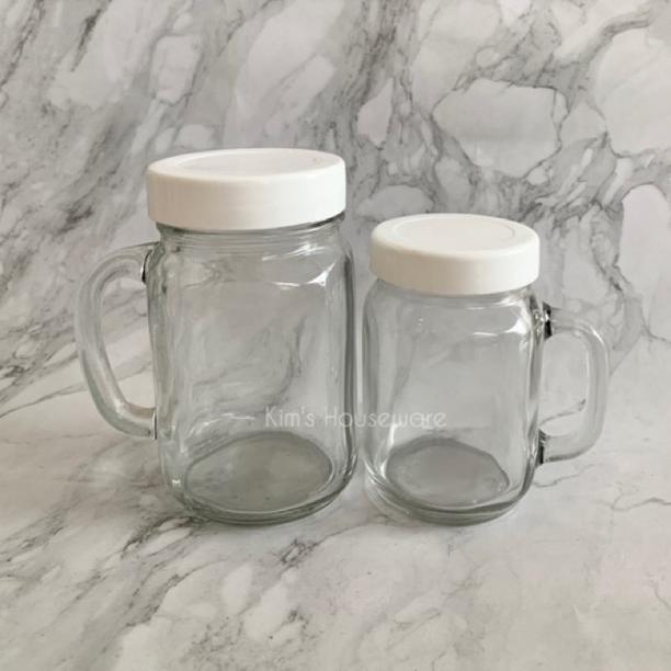 Gelas Kaca Jar Polos+Tutup (500Ml & 250Ml) Viral