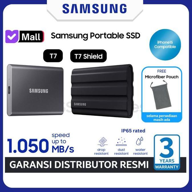 Hozon- Samsung Ssd Portable T7 Shield 1Tb / 2Tb / 4Tb External Ssd Eksternal Type C - Garansi 3 Tahu