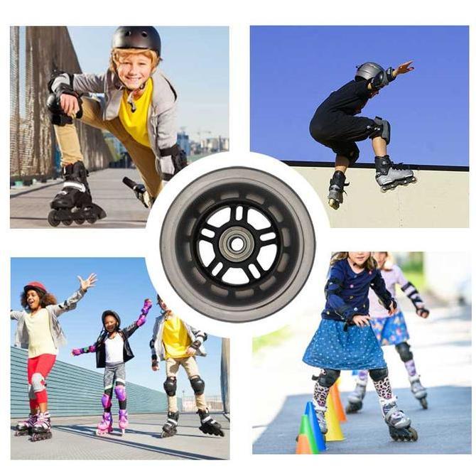 MENDA 4pcs/Set Roda Inline Skate 64mm Roda Sepatu Roda Ban Wheels Multifungsi  Karet Berkualitas Tin