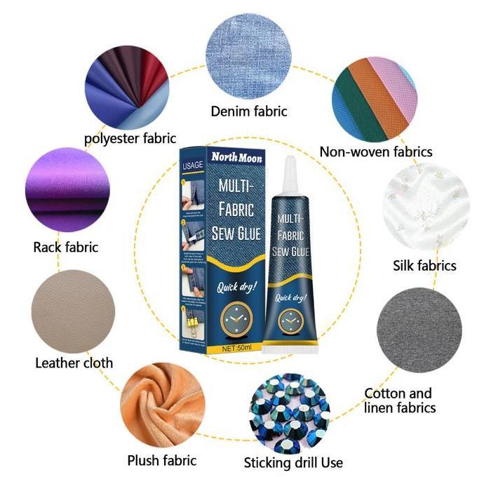 MENDA 50ml Lem Kain Untuk Baju Sew Glue Robek Praktis Tanpa Jahit Tempel Emblem Kain Robek Bolong Go