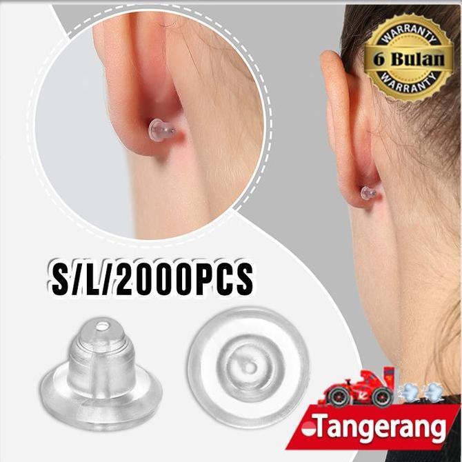MRIKI 2000pcs Karet Giwang Pantat Anting / Penutup Anting / Penahan Giwang Karet / Tutup Belakang Ti