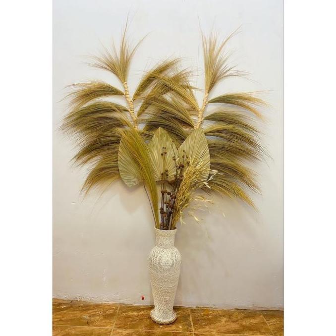 Paket Jumbo 1.5m dan 1.2m Vas Bunga Modern Palem 20 cm 3 biji hiasan sudut ruang tamu