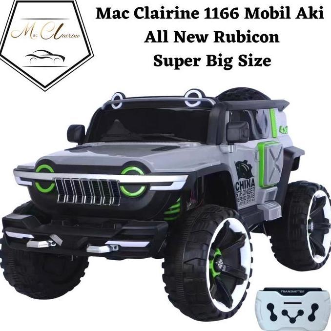 Mac Clairine 1166 Mobil Aki Anak Bisa dinaikin Big Jeep Rubicon 4WD All New Ban Karet Tebal Remote C