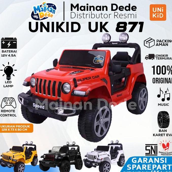 Yukita Mainan Mobil Aki Anak Super Jeep Rubicon 938 4x4 BAN KARET Musik MP3 Bluetooth Port Memory Ca