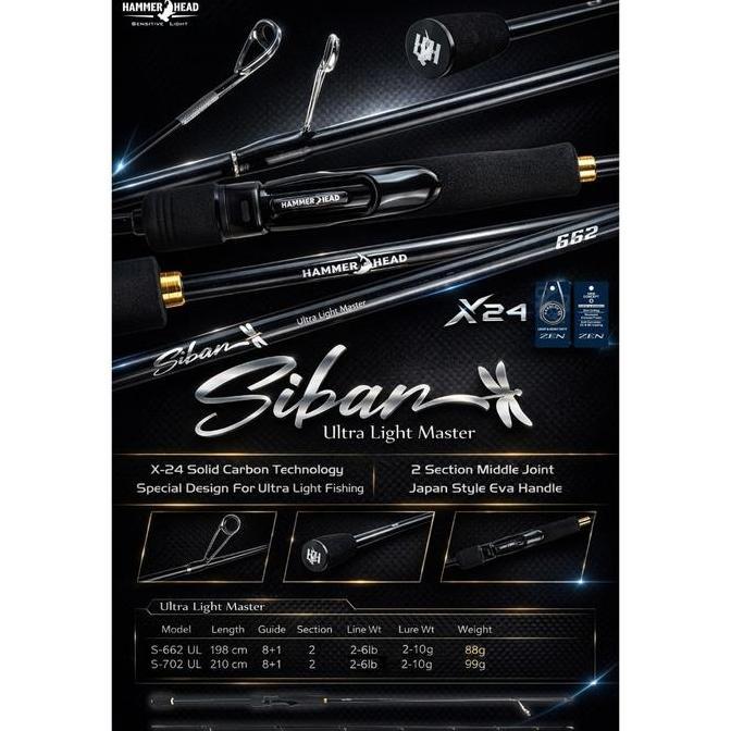 Murah Hammer Head Joran Spinning Sibar Ultra Light Ul Master S662Ul S702Ul X24 Solid Carbon Eva Hand