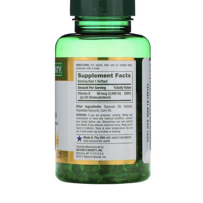 Haarvitamine- Nature'S Bounty Vitamin D3 2000 Iu 350 Sg Nature Bounty D3 2000Iu Usa