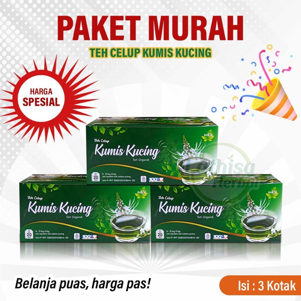 (Terbaru) Paket Murah 3 Kotak Teh Celup Daun Kumis Kucing Teh Original (Terlaris)