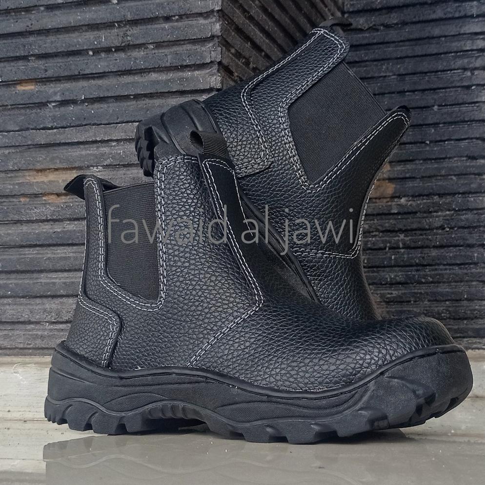 Grade Ori Sepatu Safety Shoes King Skn Hitam Ujung Besi Kulit Sword Slip On Termurah Proyek Pabrik P