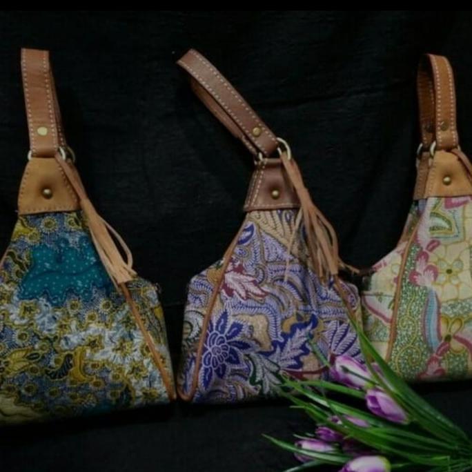 tas batik kulit- Tas batik piramida - Tas batik antik Suede KS
