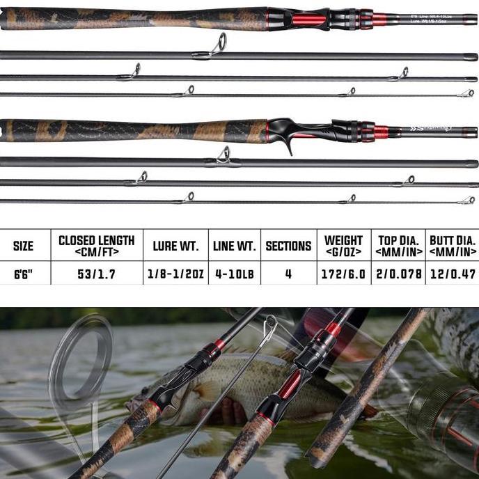Murah Sougayilang Fishing Rod, Portable 4 Pieces High Carbon Spinning/Casting Fishing Rod Untuk Pemu