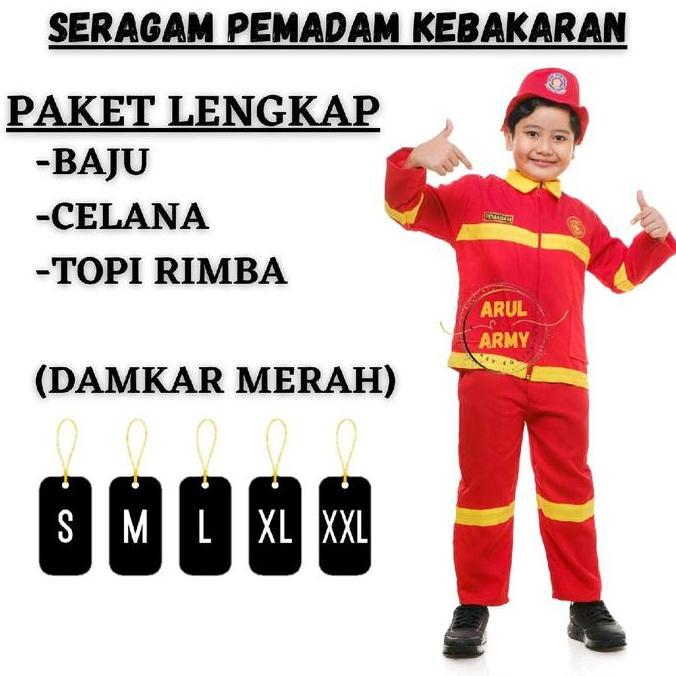 PROMO BAJU SERAGAM DAMKAR ANAK SERAGAM SEKOLAH TK PAUD PEMADAM KEBAKARAN DAMKAR ANAK SETELAN DAMKAR 