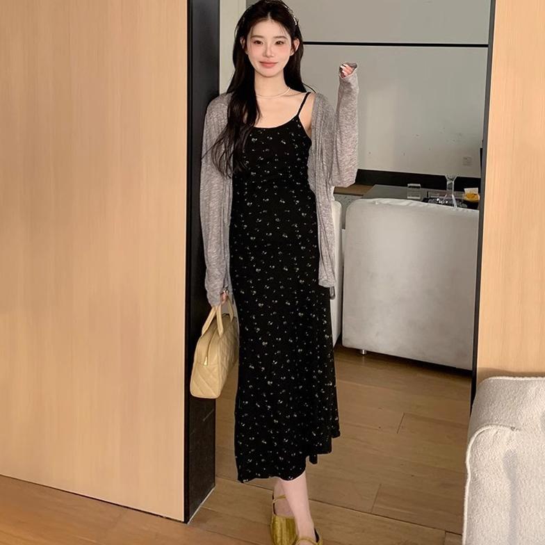 PROMO Newlan QZ210 Dress Wanita Motif Bunga Korean Fashion Sexy Overal Dress Korea Style U Neck Slee
