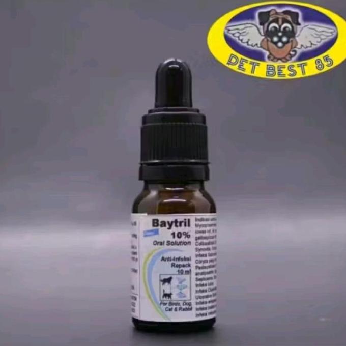 Baytril 10% 10ml Enrofloxacine Spektrum Luas Hewan-Pet-Bird