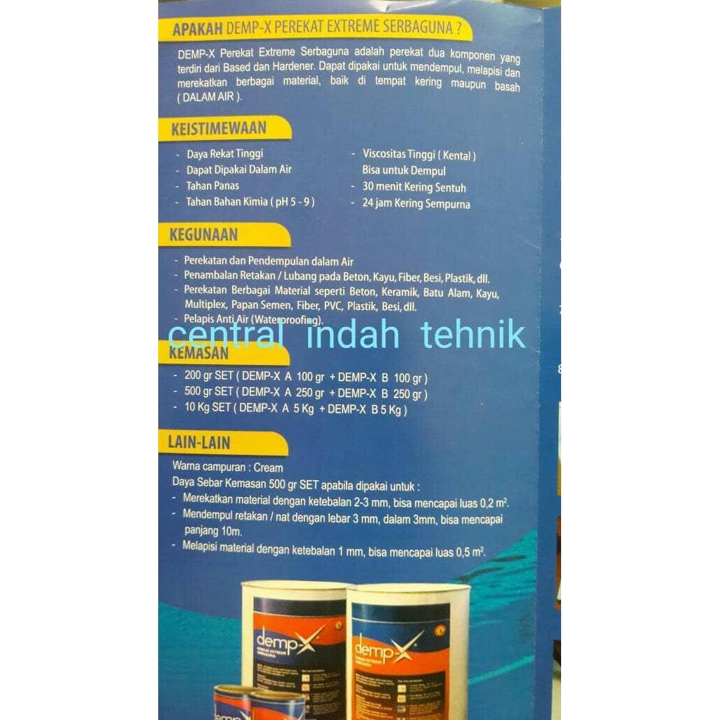 dempx Demp-X warna HITAM Lem Epoxy 2 Komponen 200 Gram Tahan Panas & Kimia untuk Dempul Retakan & Ta