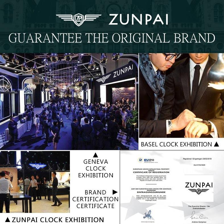 ZUNPAI Jam Tangan Pria Asli Anti Air Kalender Bercahaya Bisnis Baja Tahan Karat Emas Jam Tangan Pria