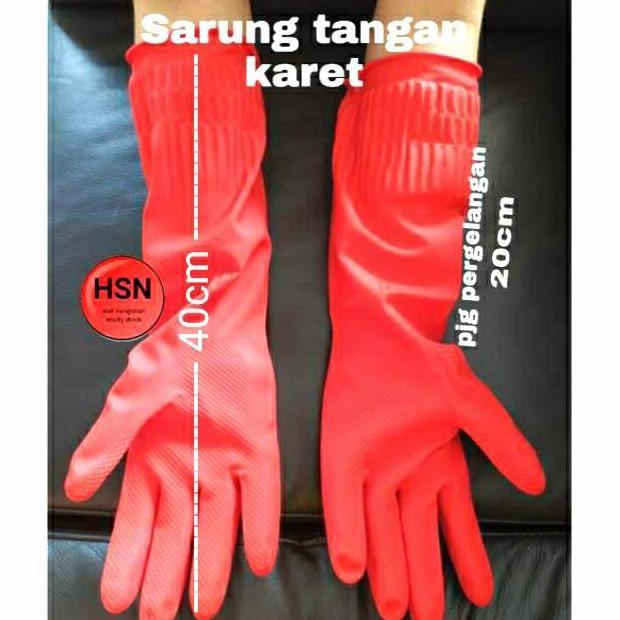 SARUNG TANGAN KARET PANJANG 40CM - SARUNG TANGAN KIMIA LATEX GLOVES