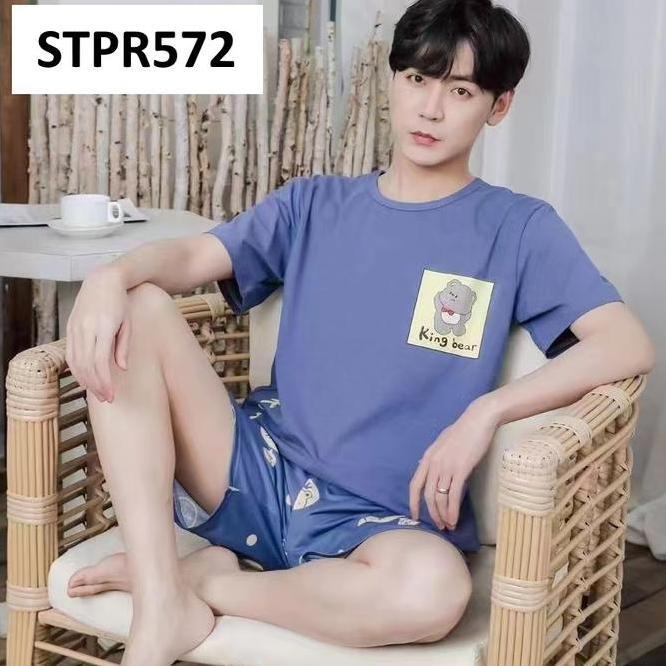 Baju Pria Setelan Lengan Pendek Celana Pendek Untuk Santai Dan Tidur