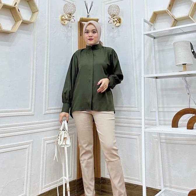 Uprelig- Atasan Baju Lengan Panjang  Dewasa Wanita Shakila Spandek Premium Putih Basic Casual Remaja