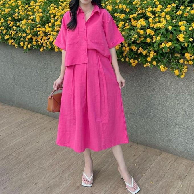 Uprelig- Setelan Premium Linen Angel / Set Wanita  Atasan Dan Rok