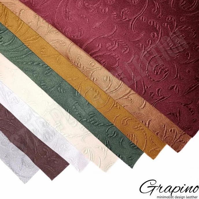 Bahan Kain Oskar Kulit Oscar Sintetis Mengkilap Motif Bunga Daun Spiral - Grapino (Sofa, Jok, Kursi 