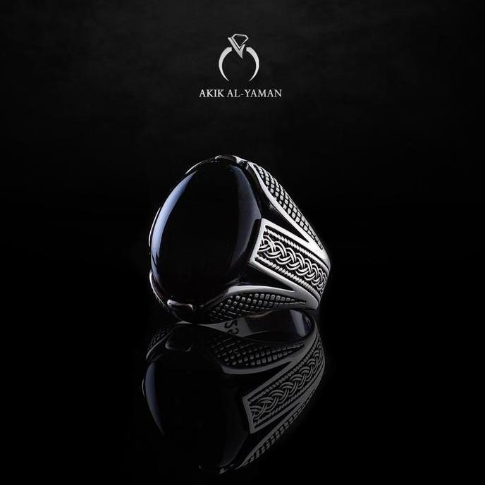 Cincin Batu akik Yaman Habasyi dengan Ring Perak Original Yemen