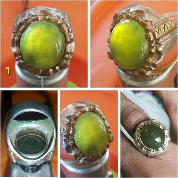 Perhiasan Ring / Cincin Perak Murni Tempahan dengan Mata Cincin Koleksi Batu Alam Solar Super, Batu 