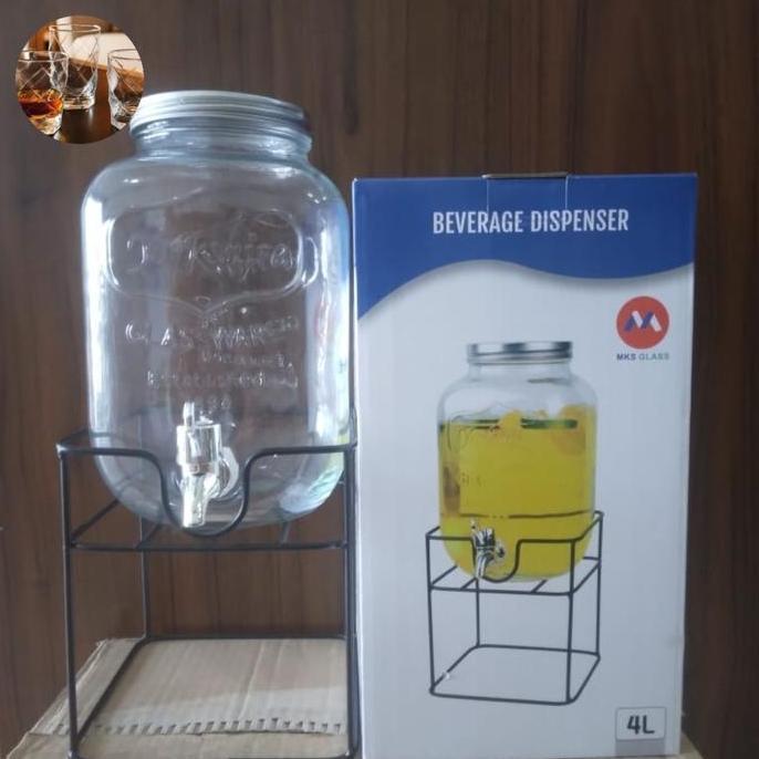 Taberu- Dispenser Kaca/Gelas Storage Drink/Mason Gelas Jar/Beverage Glass