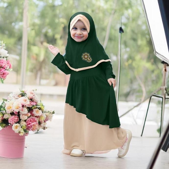 Otokonoko- Milmode - Gamis Anak Arafah + Hijab (6 Bulan - 6 Tahun)