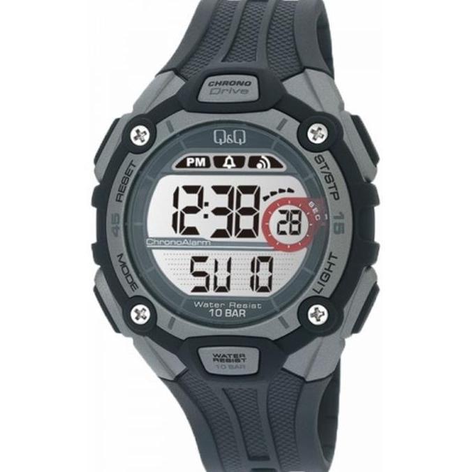 Jam Tangan Pria Q&Q QQ Digital Strap Karet Hitam M083J001Y Original