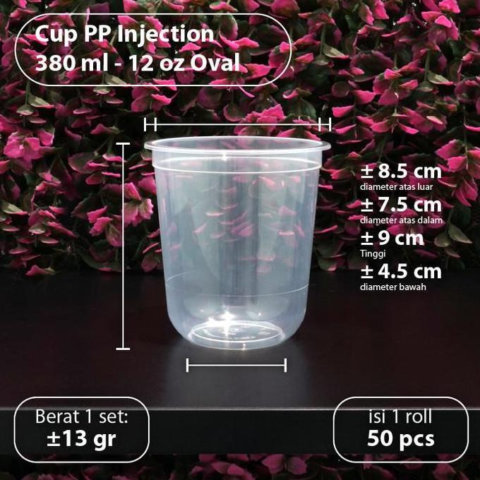 Taberu- (Depok) Pak Isi 25 Pcs - Cup 12Oz Injection - Gelas Plastik Pp 380Ml