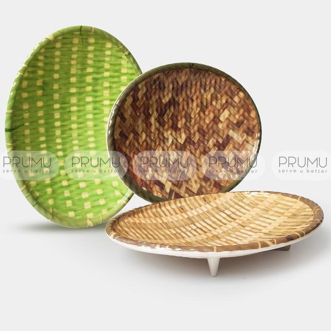 Taberu- Piring Oval Melamin Motif Rotan - Piring Unik - Piring Saji - W 7809