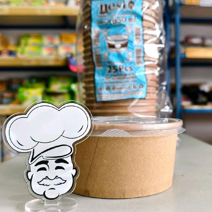 Paper Kraft Bowl Paper 650Ml + Tutup (25Pcs) / Rice Bowl 650Ml / Mangkok Kertas 650Ml / Rice Paper B