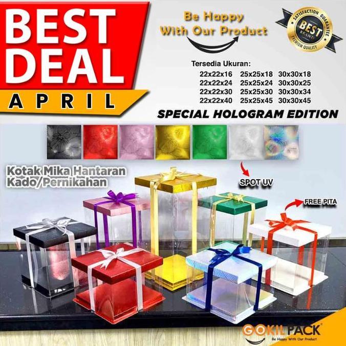 Cake Box Kotak Kue Mika Transparan Dus Hadiah - Tutup Hologram 25x25