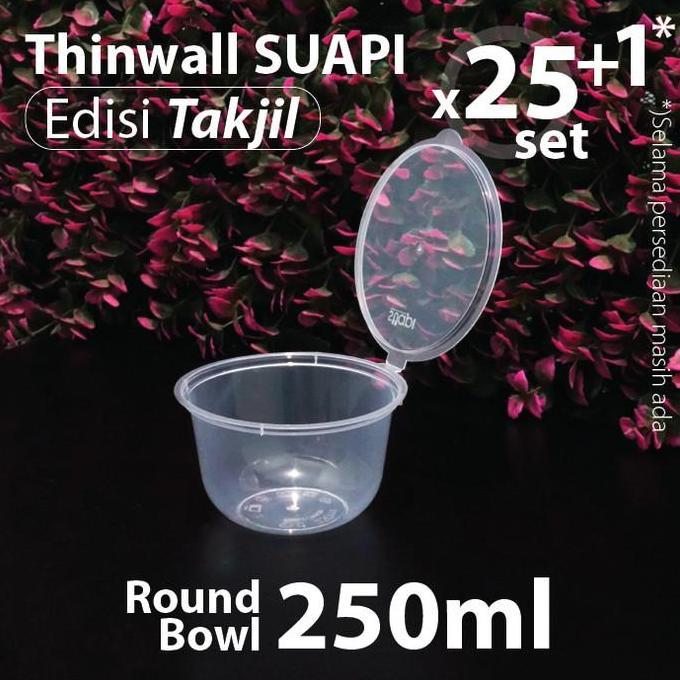 (Depok) Paket 25 pcs - Thinwall Round Bowl Suapi - Edisi Takjil - Mangkuk Plastik 250 ml - RB Contai