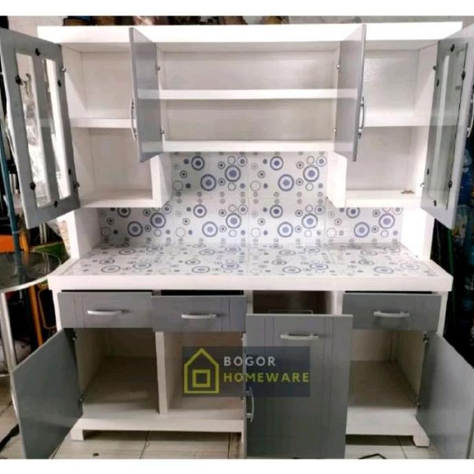 (KHUSUS BOGOR) LEMARI DAPUR / LEMARI PIRING KAYU 4 PINTU murah