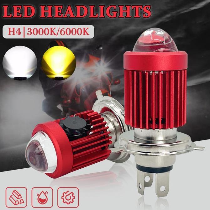 LAMPU UTAMA MOTOR LED H4 LASER RIZOMA AC DC 40WATT/LAMPU DEPAN MOTOR H4 3 KAKI LASER LED SUPER TERAN