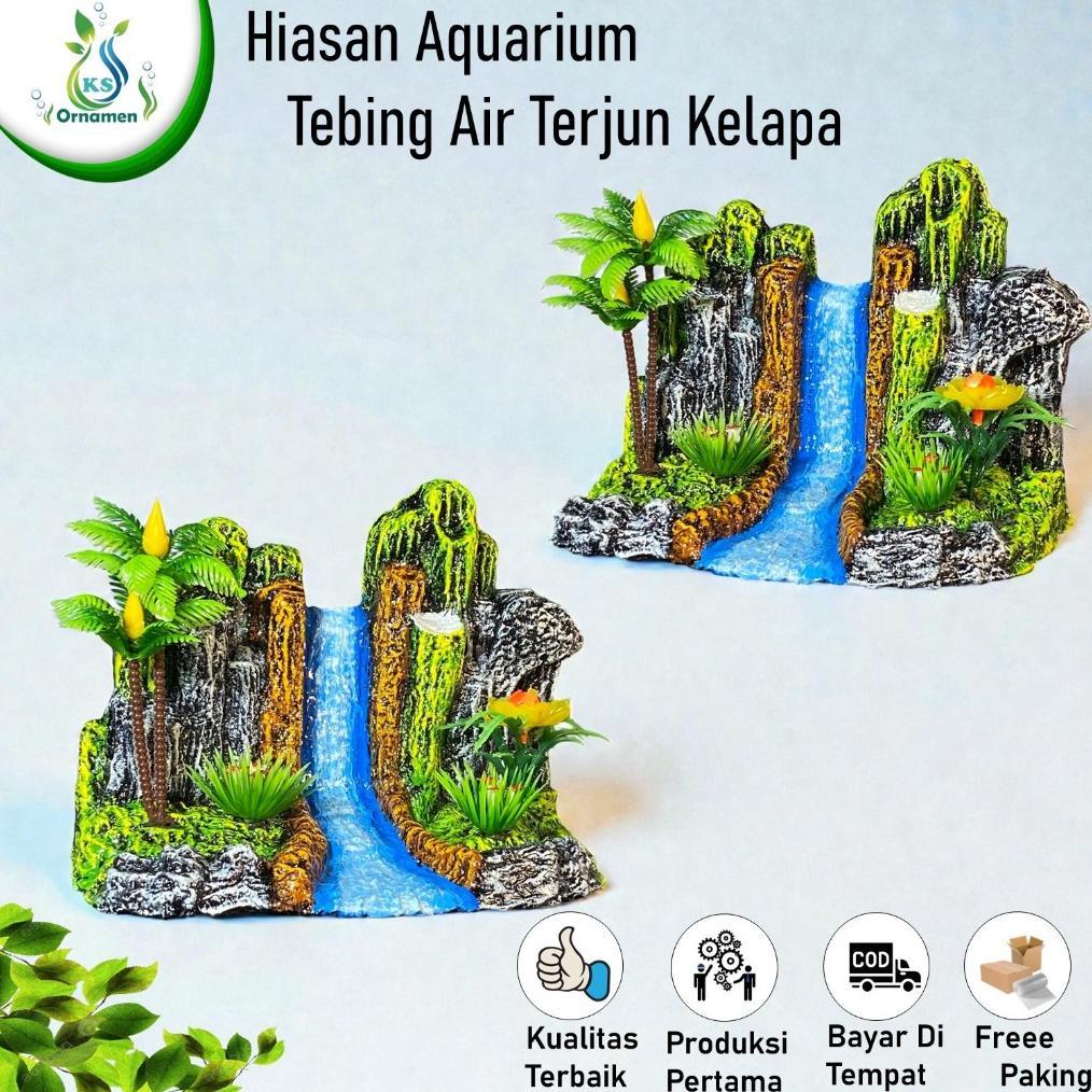 Hiasan Aquarium Tebing Air Terjun Hiasan Akuarium Kelapa Tebing Sungai