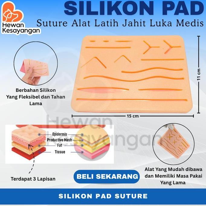 Hecting Silicone Pad 3 Layers 15x11cm Manekin Hecting Suturing KIT Menjahit Luka Dokter Medical Prac