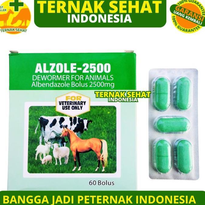 ALZOLE 2500 1 STRIP (5 BOLUS) - Obat Cacing Sapi Kerbau Bolus - Obat Cacing Sapi Paling Ampuh