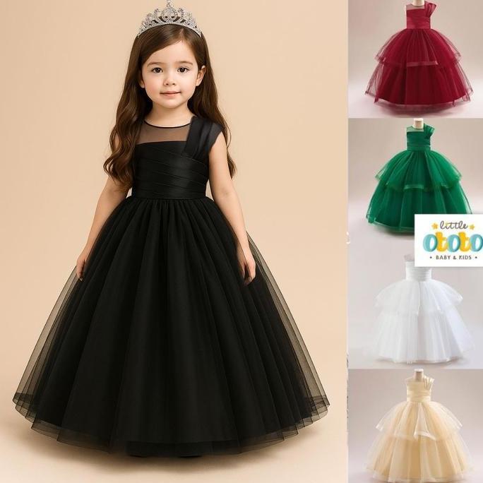 7-10T LONG DRESS PREMIUM VIVIAN - GAUN BALL GOWN ANAK PEREMPUAN Model Korea Tile ULANG TAHUN PESTA