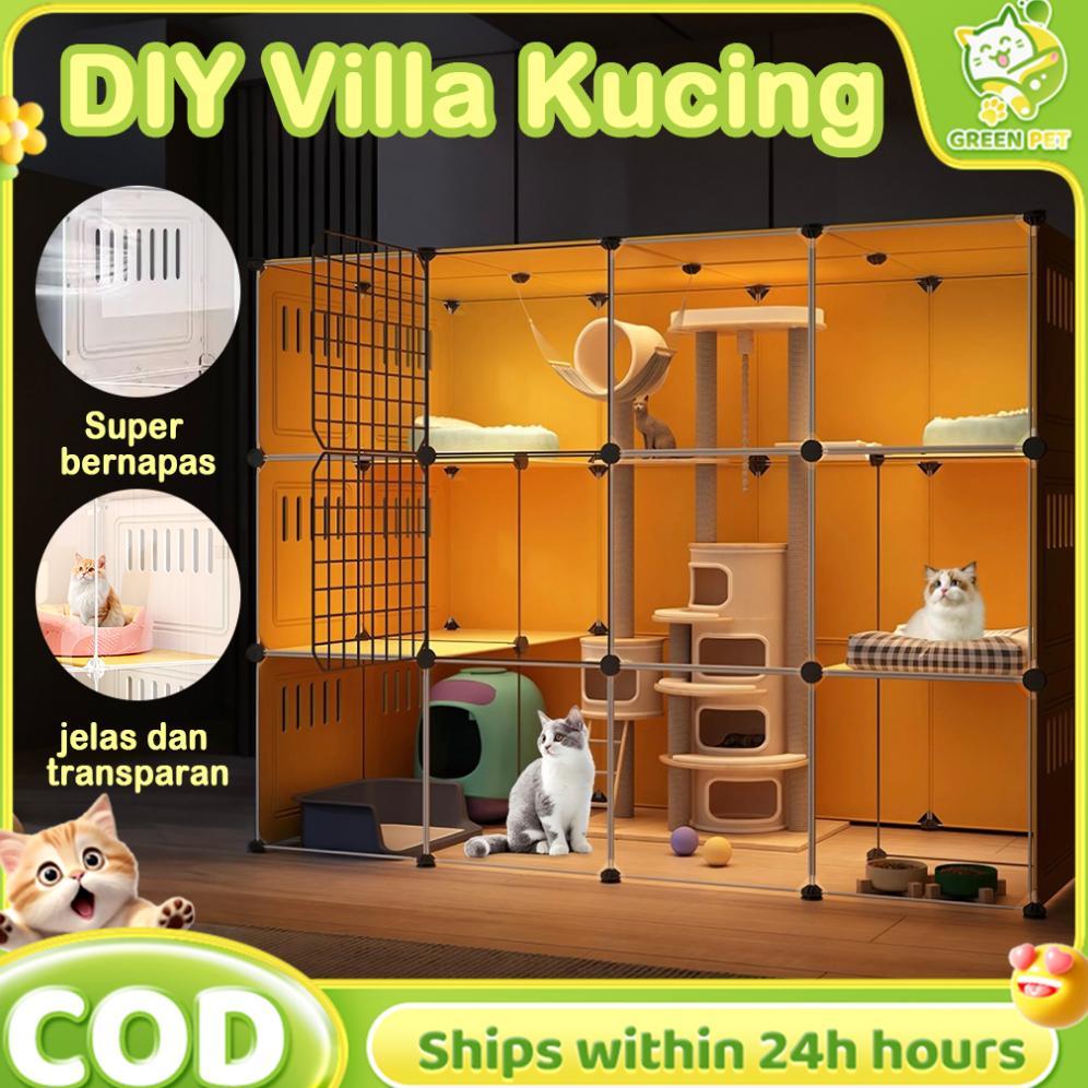 PAPAPET Kandang Kucing DIY Kandang Kucing Plastik Kandang Kucing Vila Kucing Kandang Besar Murah Kan