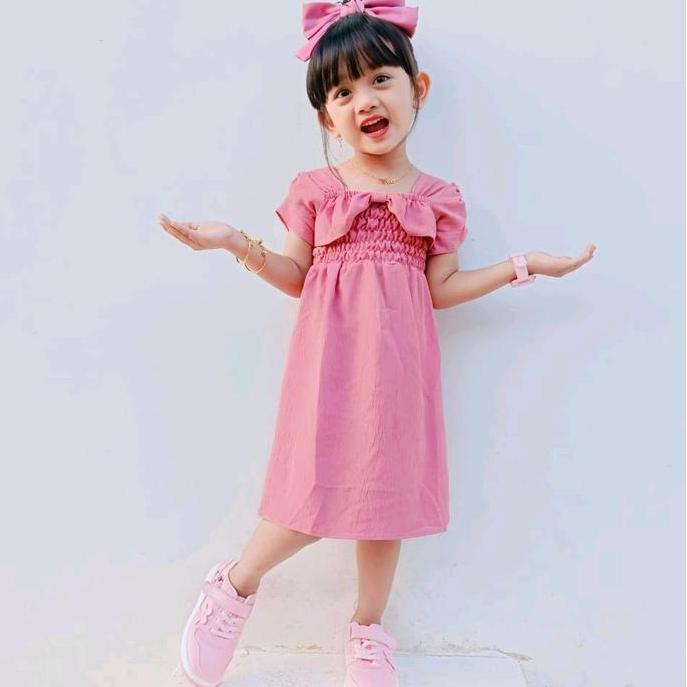 DRESS SMOCK ANAK BAHAN CRINKLE