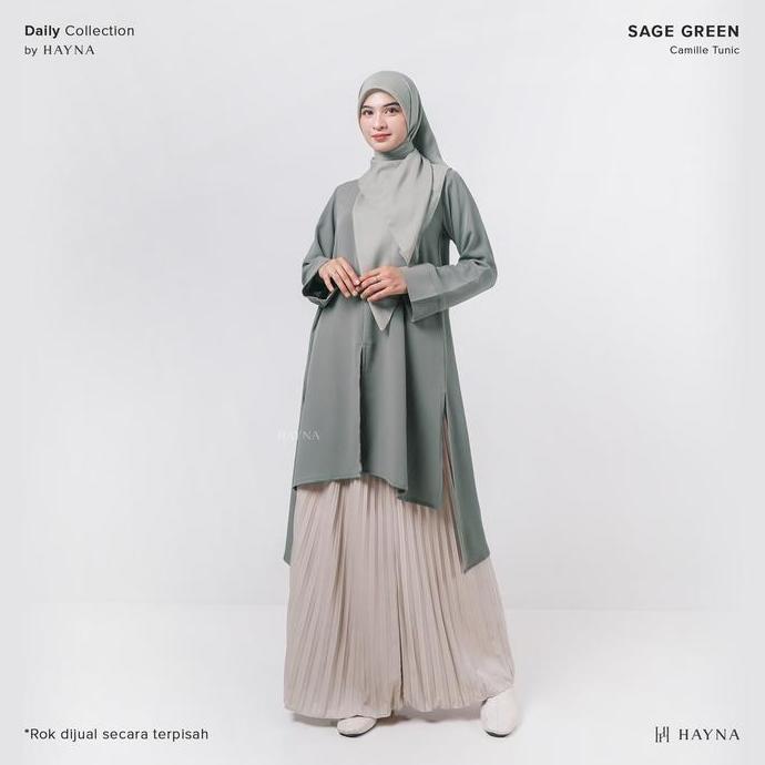HAYNA Camille Tunik (Sage Green) - Tunic Atasan Wanita Lengan Panjang