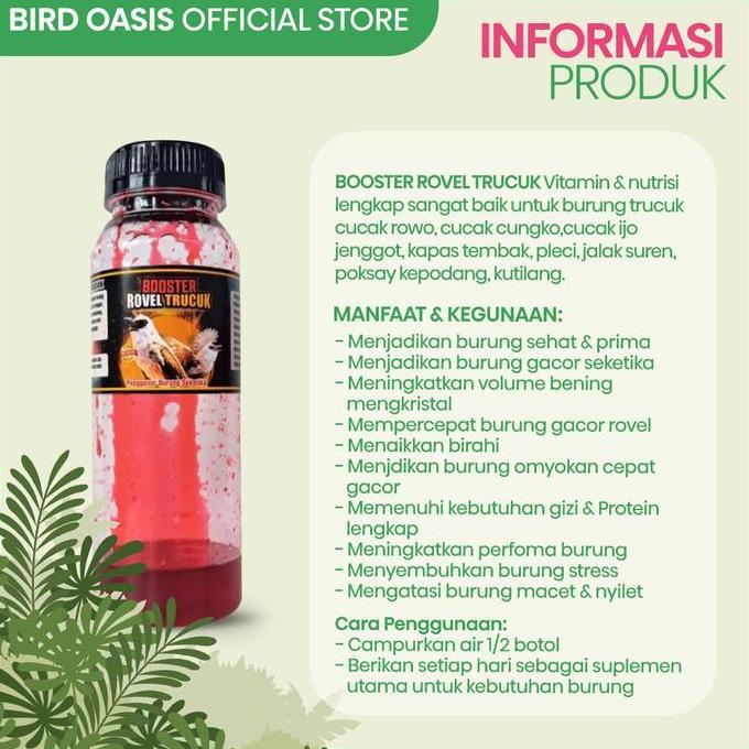 [PROMO 2 BOTOL] Booster Rovel Trucuk 50ml Metabolis Penggacor Burung Tucuk Pleci Sogon Jalak Kutilan