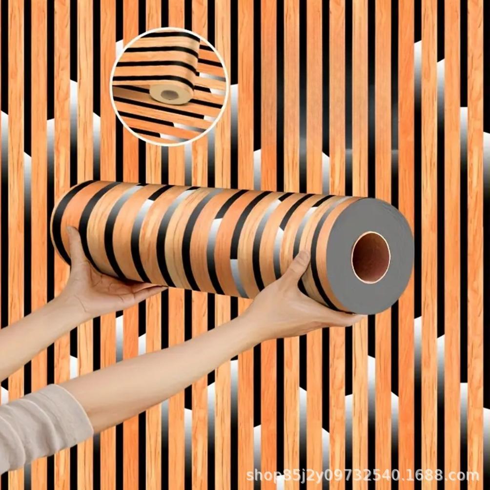 Original Wallpaper Termurah Sticker Dinding Motif Kayu Salur 3D Ligh Panel Elegan Ukuran 4Meter X 45