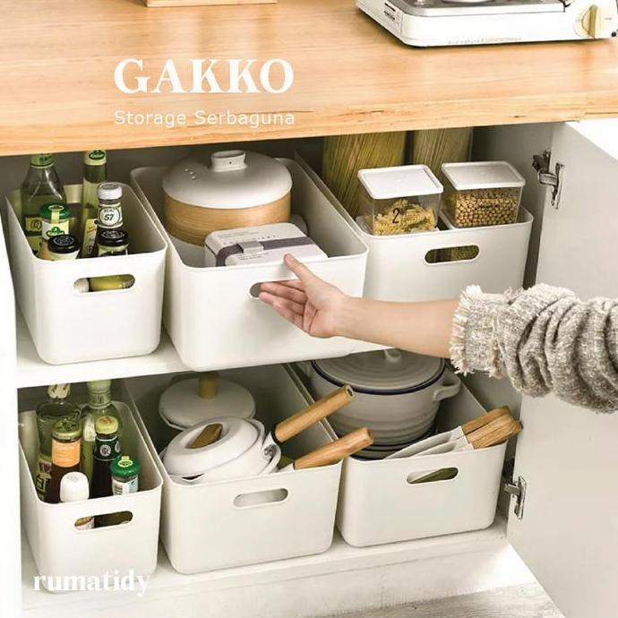 ALXAL GAKKO Storage Penyimpanan Dengan Tutup Serbaguna Estetik Aesthetic Putih Storage Box Organizer