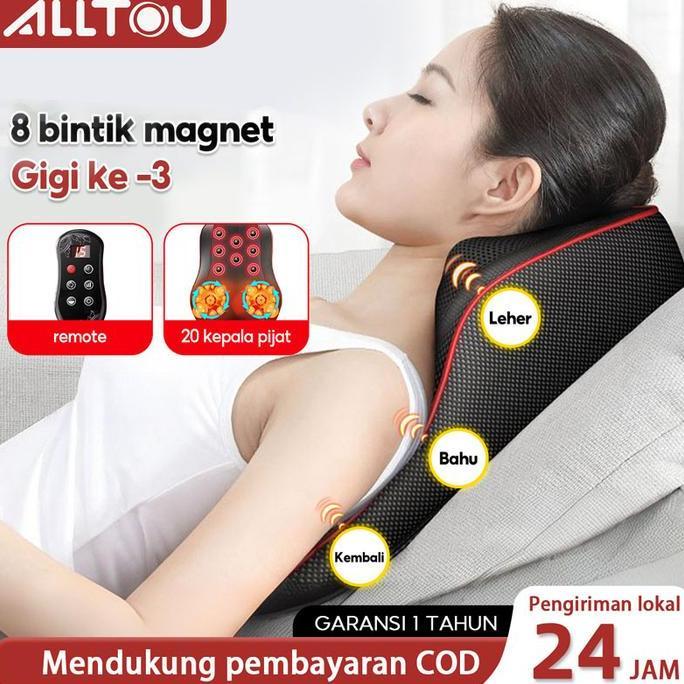XARIELTA ALLTOU Pijat Bahu 8 Bola Dan Tulang Belakang Leher 4-in-1 Multifungsi Bantal Pijat Alat Pij