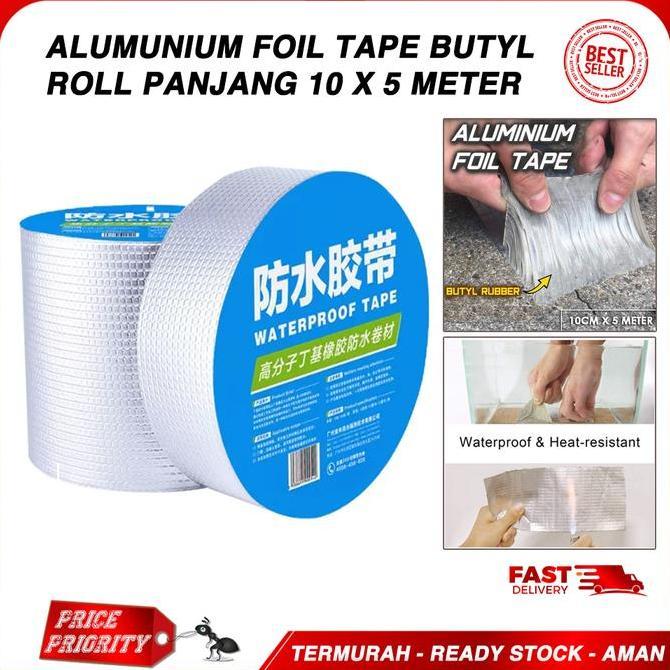 Alumunium Foil Tape Butyl Anti Air Panas Aluminium Lakban Lem Talang